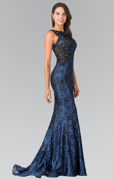 Elizabeth K - GL2268 Embellished Bateau Neck Lace Trumpet Dress Special Occasion Dress XS / Royal Blue