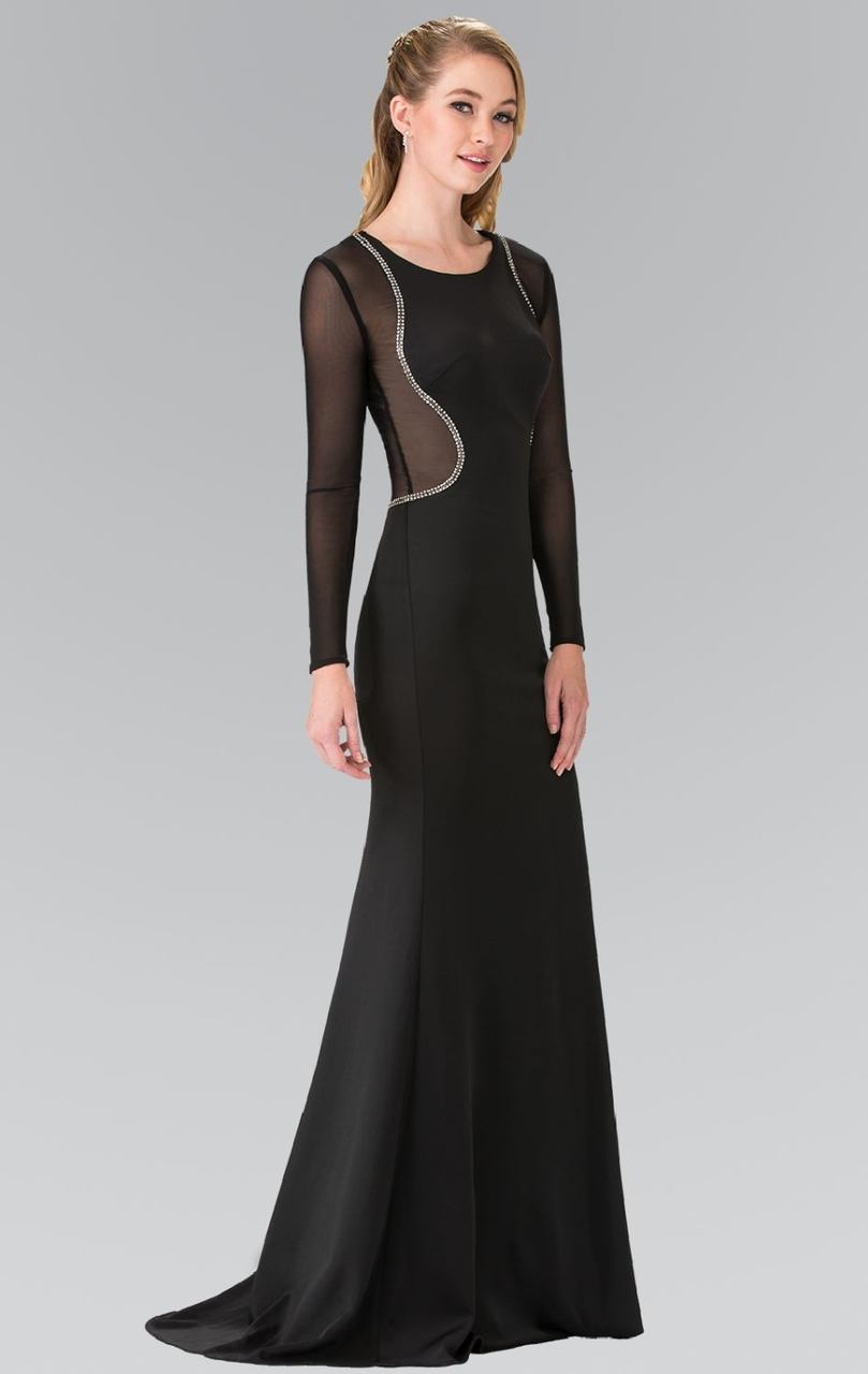 Beaded Sheer Long Sleeve Gown by Elizabeth KGL2284 - Royal Blue / 3XL Beaded Sheer Long Sleeve Gown by Elizabeth KGL2284 - Royal Blue / 3XL