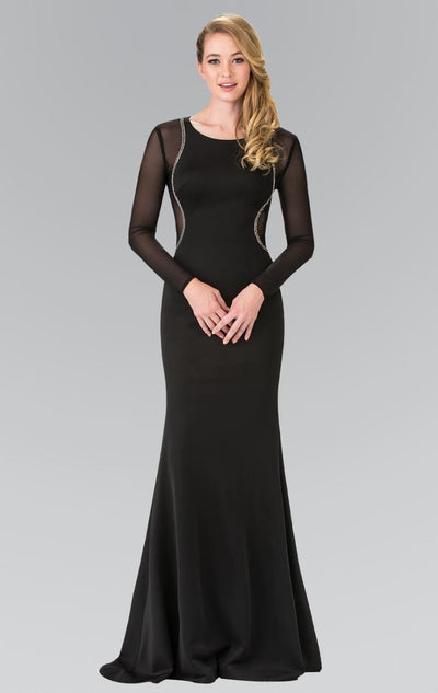 Elizabeth K - GL2284 Beaded Scoop Neck Rome Jersey Sheath Dress Special Occasion Dress XS / Black