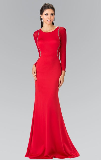 Elizabeth K - GL2284 Beaded Scoop Neck Rome Jersey Sheath Dress Special Occasion Dress XS / Red
