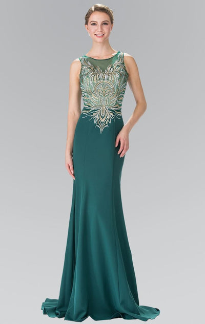 Elizabeth K - GL2323 Embellished Scoop Neck Rome Trumpet Dress Special Occasion Dress XS / Green