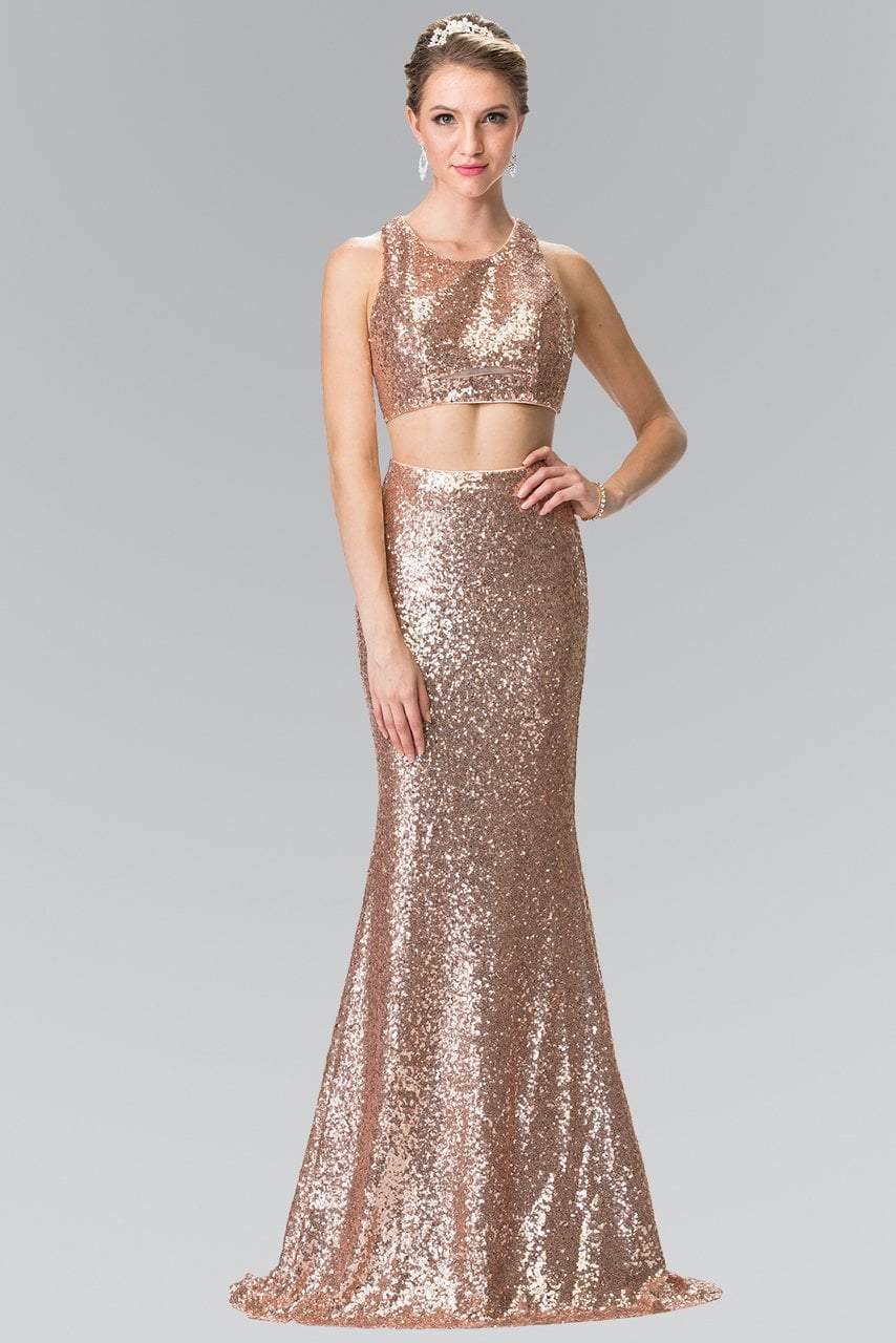 Elizabeth K - GL2333 Mock Two-Piece Sequined Sheath Gown Special Occasion Dress