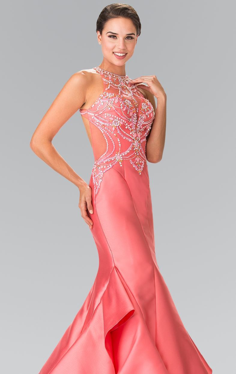Elizabeth K - GL2357 Beaded Halter Ruffled Mermaid Gown Special Occasion Dress