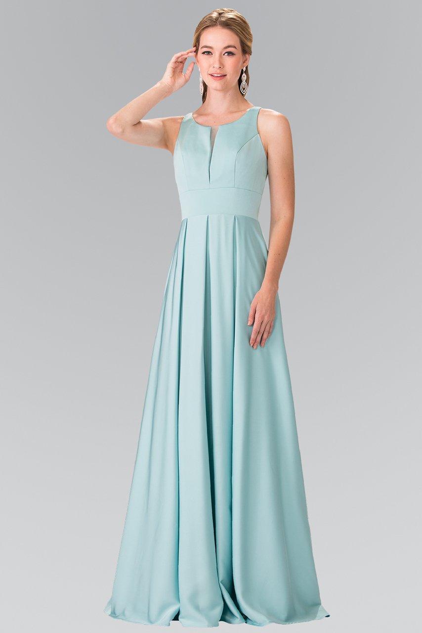 Elizabeth K - GL2365 Sleek Scoop Neck Long A-line Dress Special Occasion Dress XS / Aqua