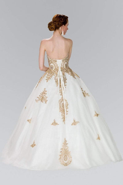 Elizabeth K - GL2379 Strapless Sweetheart Gilt Lace Ballgown Special Occasion Dress