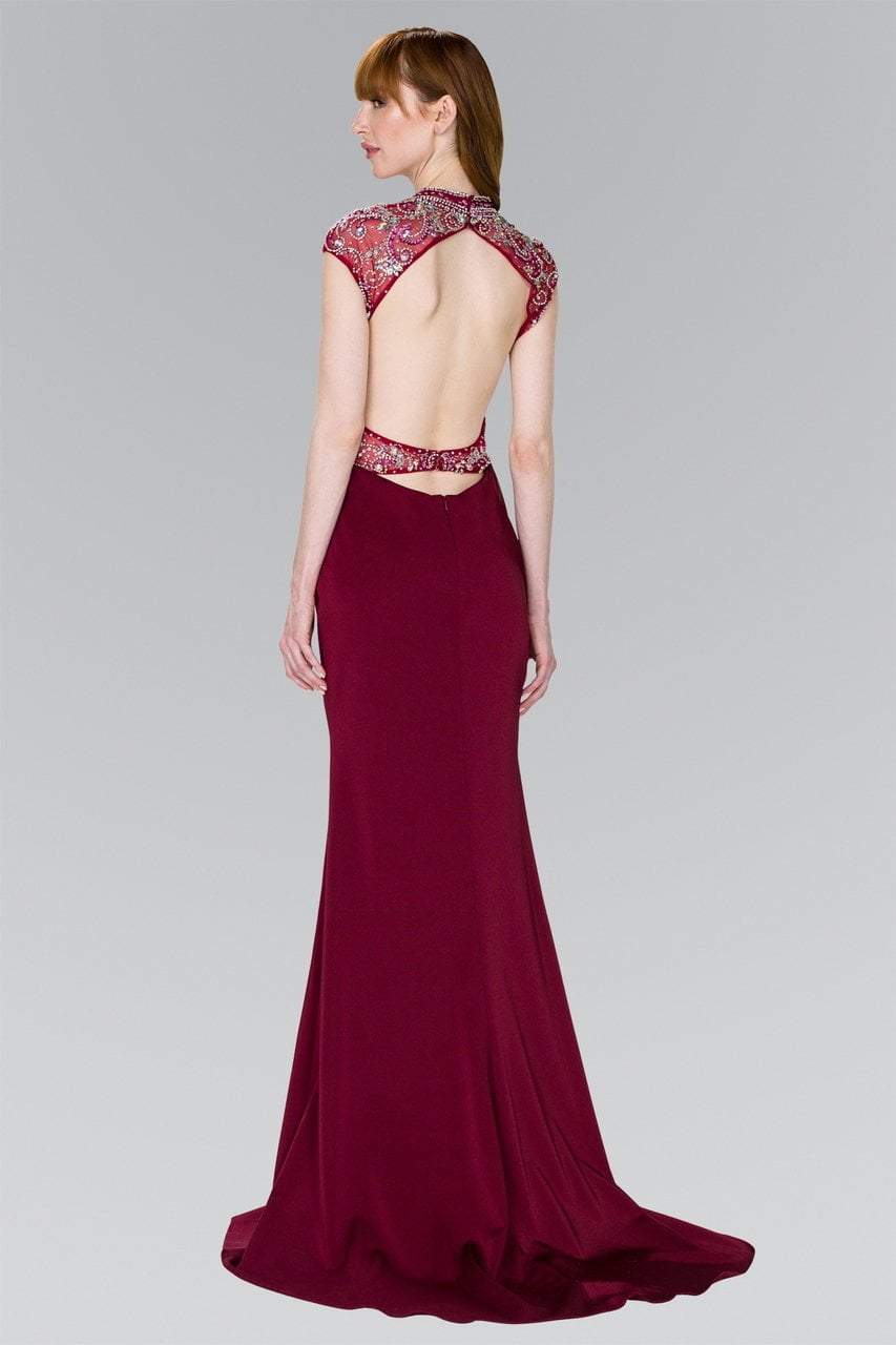 Elizabeth K - GL2426 Cap Sleeve Bejeweled High Neck Trumpet Gown Special Occasion Dress