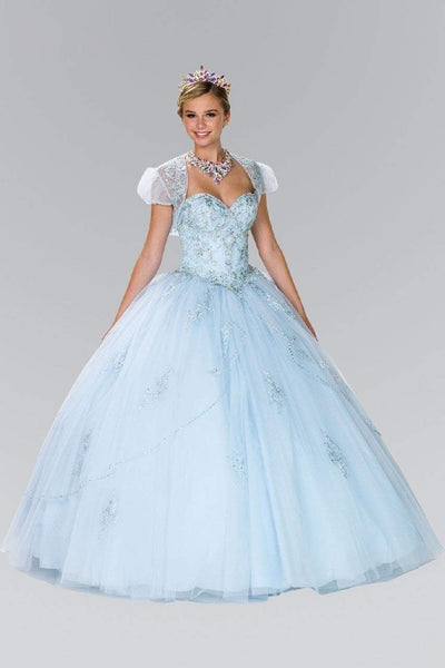 Elizabeth K - GL2427 Embellished Sweetheart Ballgown with Bolero Special Occasion Dress XS / Blue