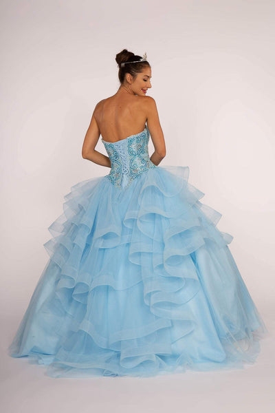 Elizabeth K - GL2515 Beaded Strapless Ruffled Ballgown Special Occasion Dress