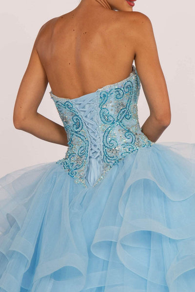 Elizabeth K - GL2515 Beaded Strapless Ruffled Ballgown Special Occasion Dress