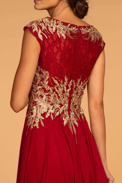 Elizabeth K - GL2519 Lace Embroidered Bateau Chiffon A-line Dress Special Occasion Dress