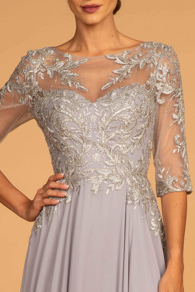 Elizabeth K - GL2524 Embroidered Quarter Length Sleeve Chiffon Dress Mother of the Bride Dresses