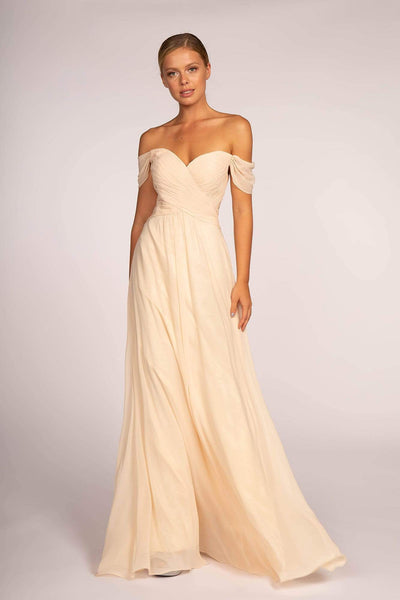 Elizabeth K - GL2550 Pleated Off-Shoulder Chiffon A-line Dress Bridesmaid Dresses XS / Champagne
