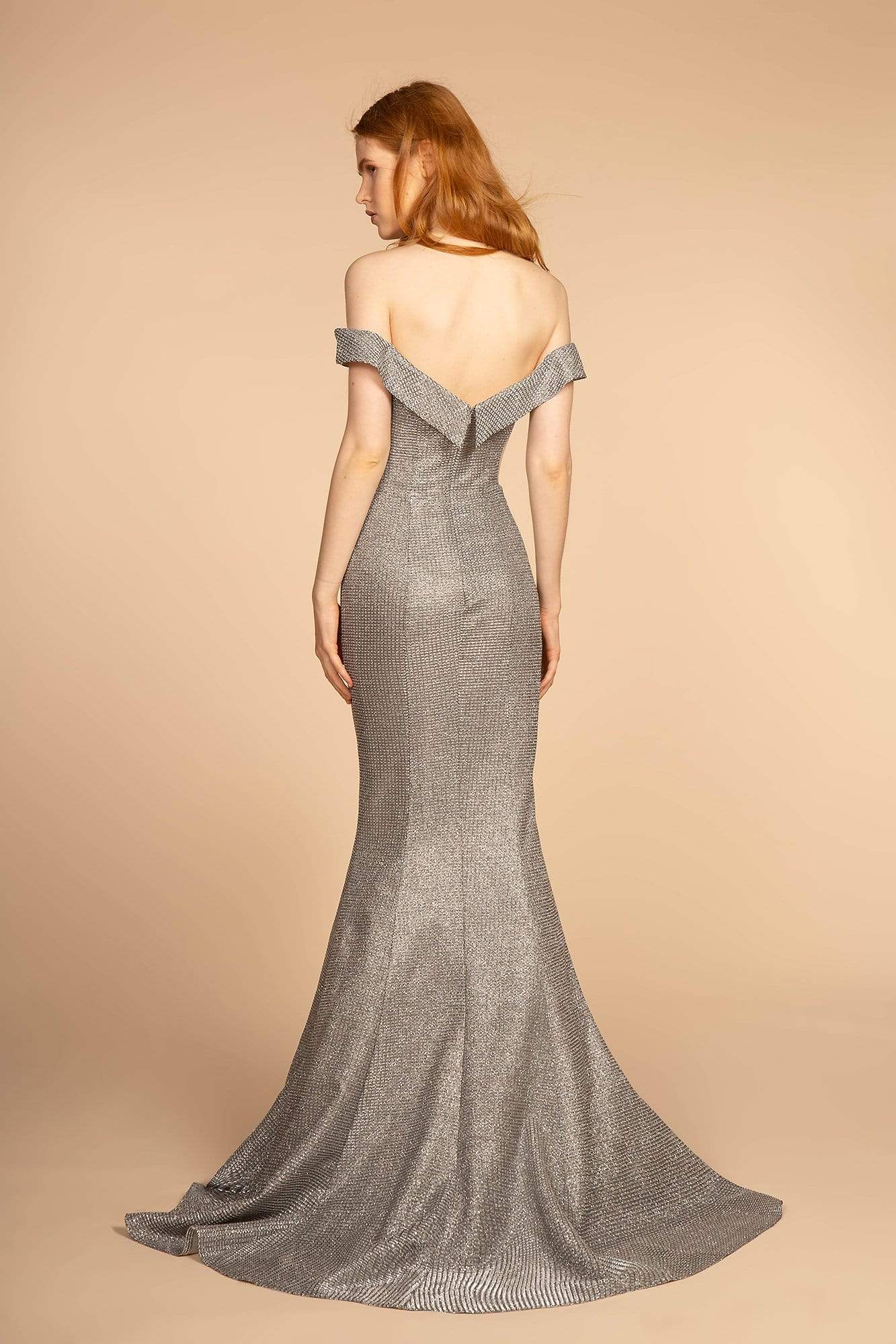 Elizabeth K - GL2562 Glitter Crepe Off-Shoulder Mermaid Dress Special Occasion Dress