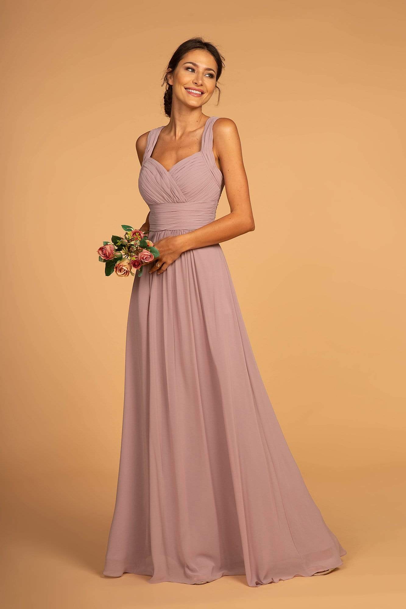 Elizabeth K - GL2608 Sleeveless Ruched-Bodice A-Line Chiffon Gown Bridesmaid Dresses XS / Mauve