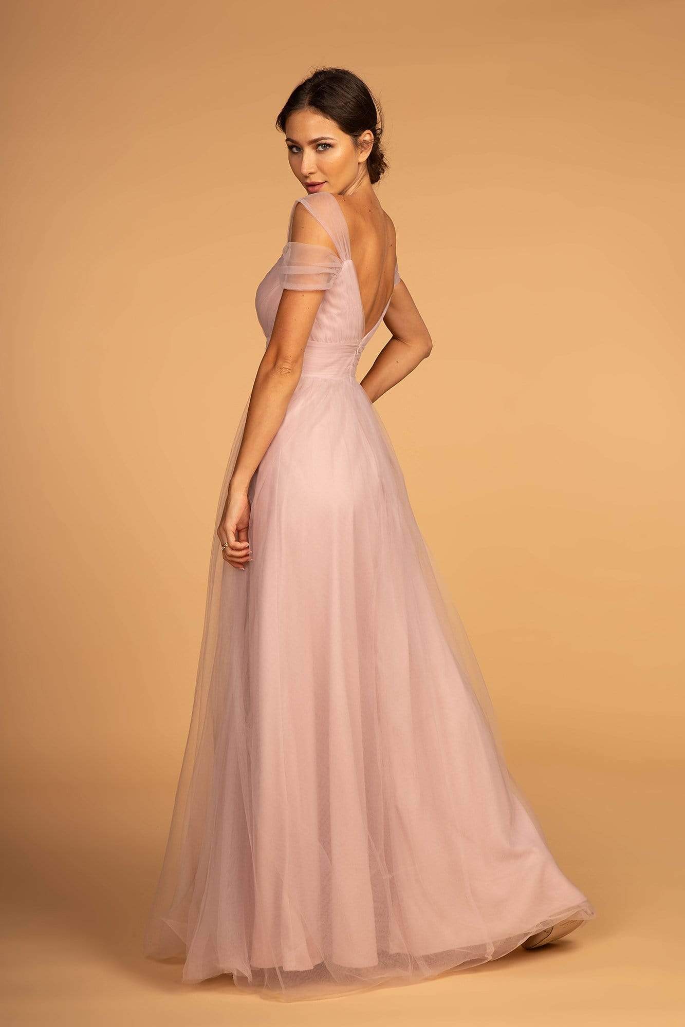 Elizabeth K - GL2610 Cold Shoulder Sweetheart Neck Tulle A-Line Gown Prom Dresses
