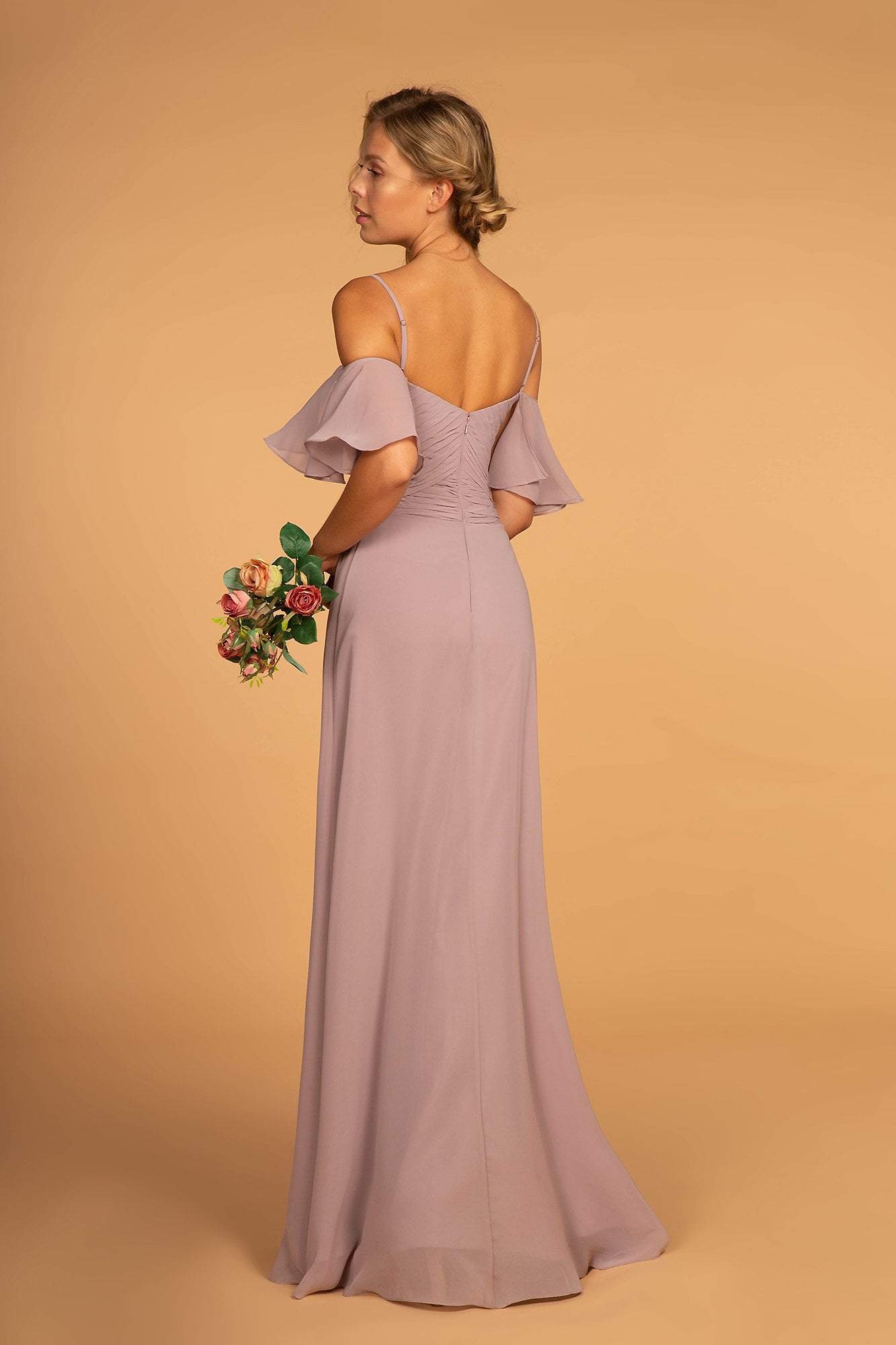 Elizabeth K - GL2615 Pleated Straight Across Neck Chiffon Dress Bridesmaid Dresses