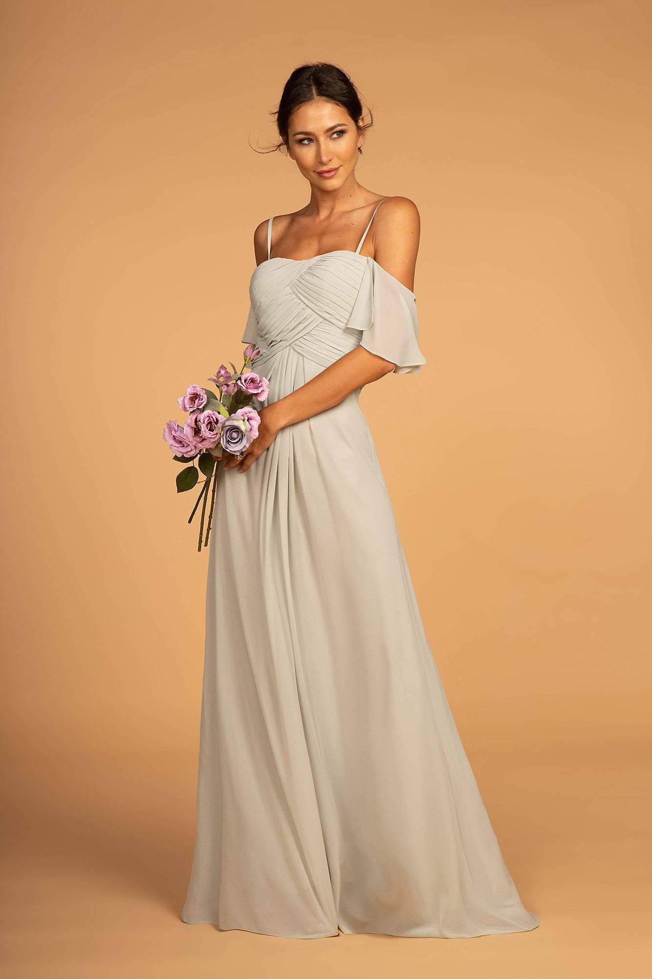Elizabeth K - GL2615 Pleated Straight Across Neck Chiffon Dress Bridesmaid Dresses XS / Sage