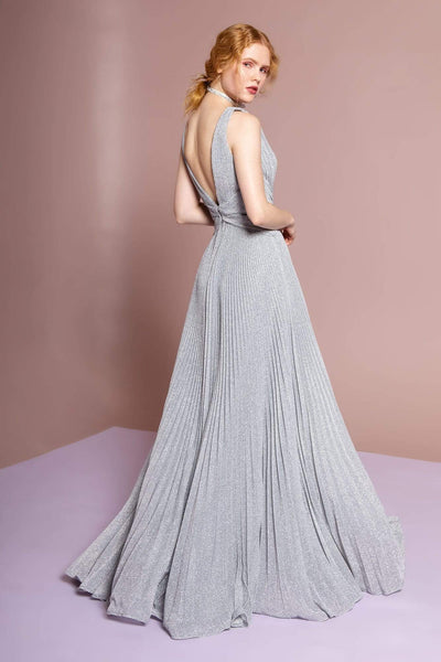 Elizabeth K - GL2687 Deep V-neck Pleated A-line Dress Evening Dresses