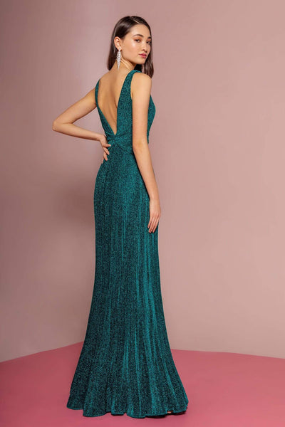 Elizabeth K - GL2687 Deep V-neck Pleated A-line Dress Evening Dresses