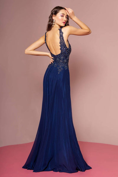Elizabeth K - GL2690 Illusion Embroidery Appliqued A-Line Dress Evening Dresses