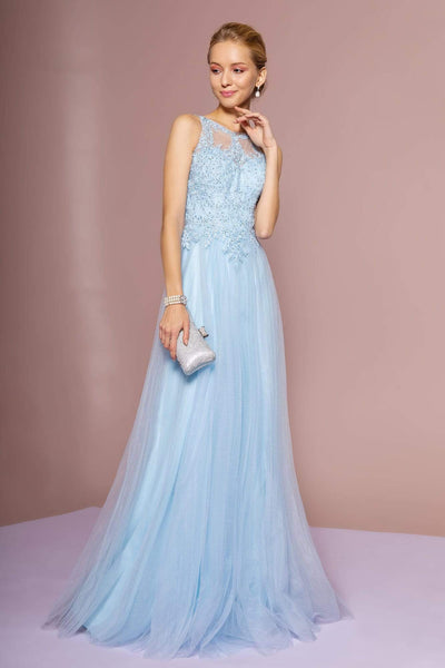 Elizabeth K - GL2693 Beaded Lace A-Line Evening Dress Special Occasion Dress XS / Baby Blue