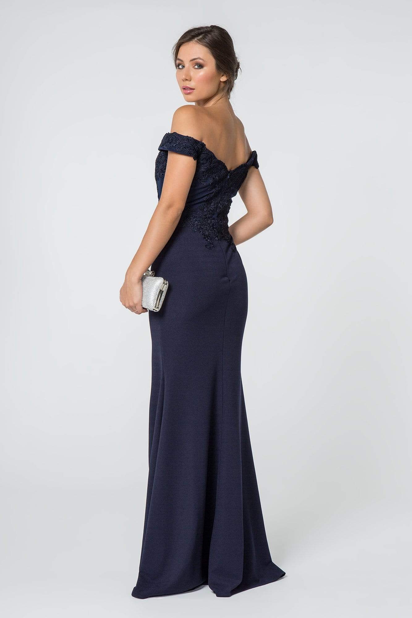 Elizabeth K - GL2708 Embroidered Off-Shoulder Jersey Trumpet Dress Evening Dresses