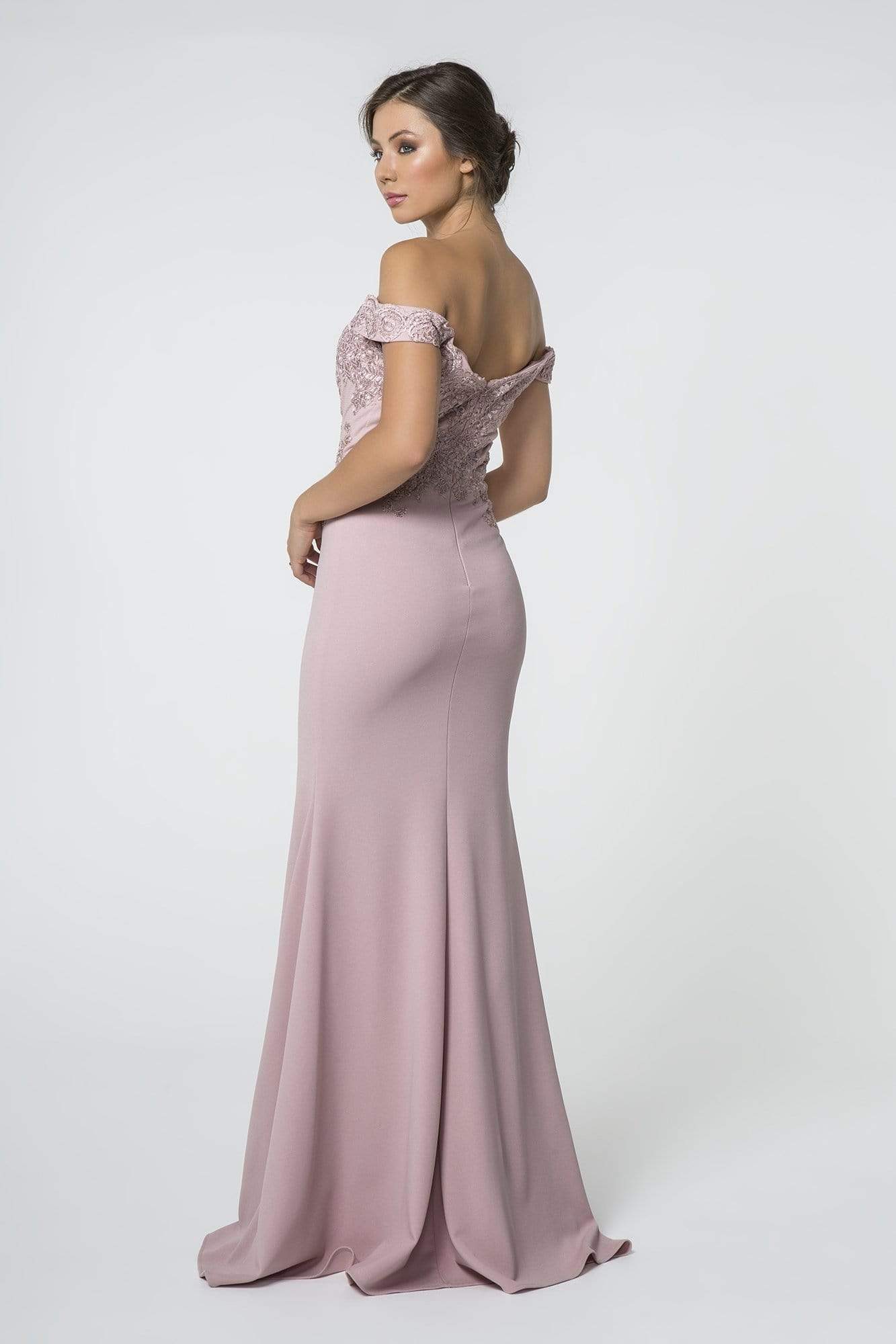 Elizabeth K - GL2708 Embroidered Off-Shoulder Jersey Trumpet Dress Evening Dresses