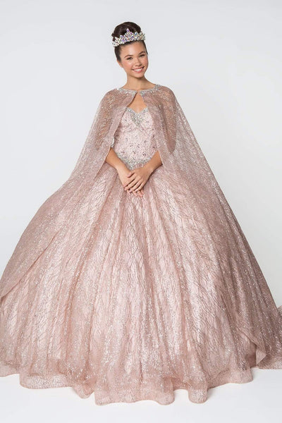 Elizabeth K - GL2801 Strapless Embellished Ballgown With Cloak Quinceanera Dresses