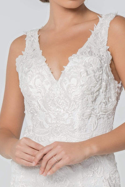 Elizabeth K - GL2814 Embroidered V-Neck Mermaid Bridal Gown Wedding Dresses