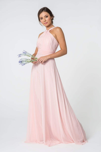 Elizabeth K - GL2816 Knotted Halter Bodice Chiffon A-Line Dress Bridesmaid Dresses