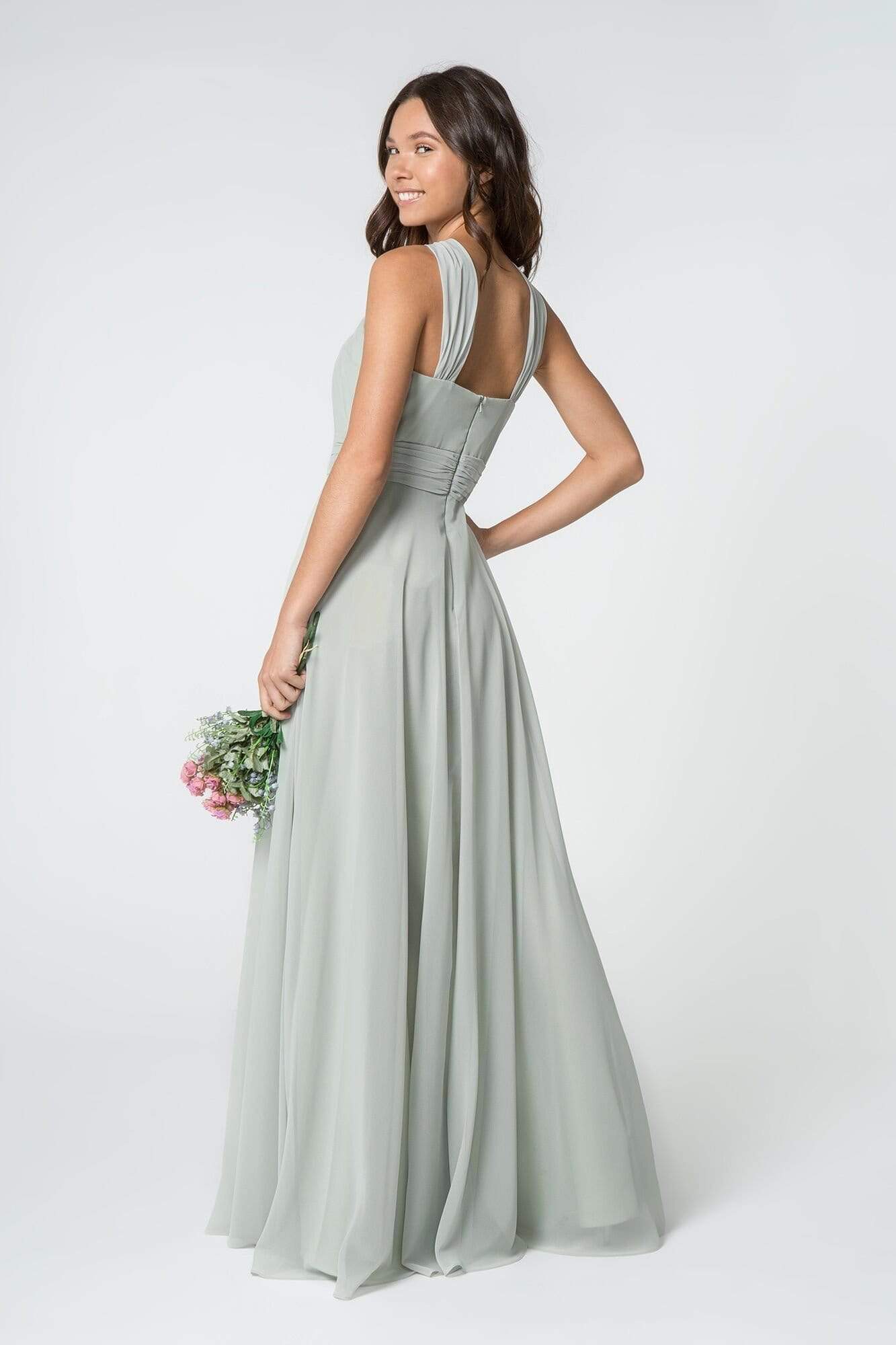 Elizabeth K - GL2816 Knotted Halter Bodice Chiffon A-Line Dress Bridesmaid Dresses