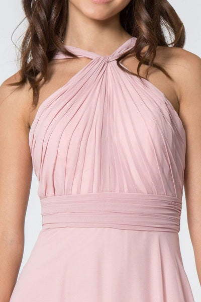 Elizabeth K - GL2816 Knotted Halter Bodice Chiffon A-Line Dress Bridesmaid Dresses