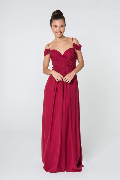Elizabeth K - GL2824 Ruched Crisscross Bodice Chiffon Dress Bridesmaid Dresses XS / Wine