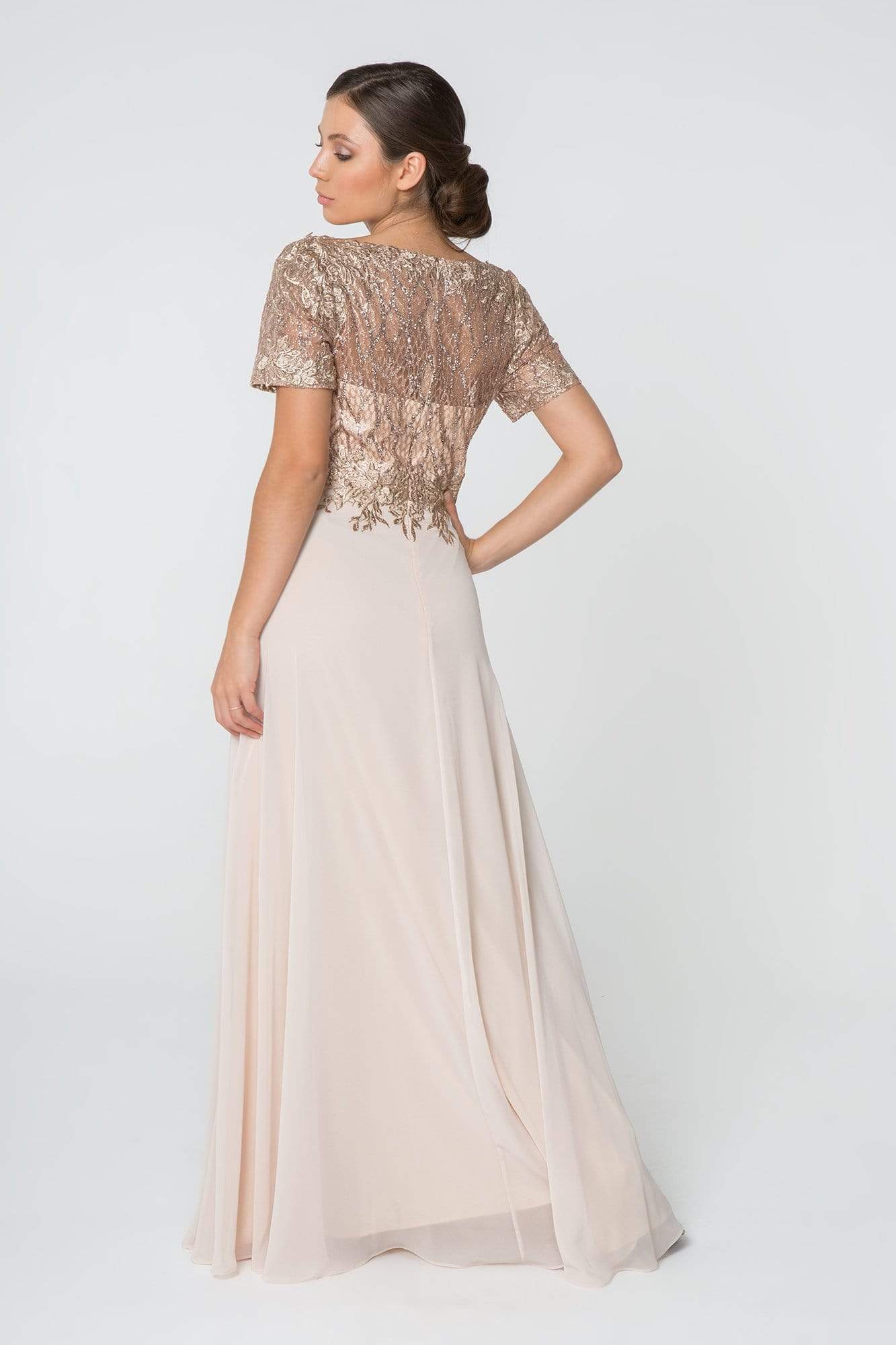 Elizabeth K - GL2826 Metallic Lace Embroidered Chiffon Dress Mother of the Bride Dresses