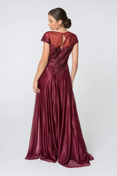Elizabeth K - GL2828 Embellished Lace Bateau Chiffon A-line Gown Mother of the Bride Dresses