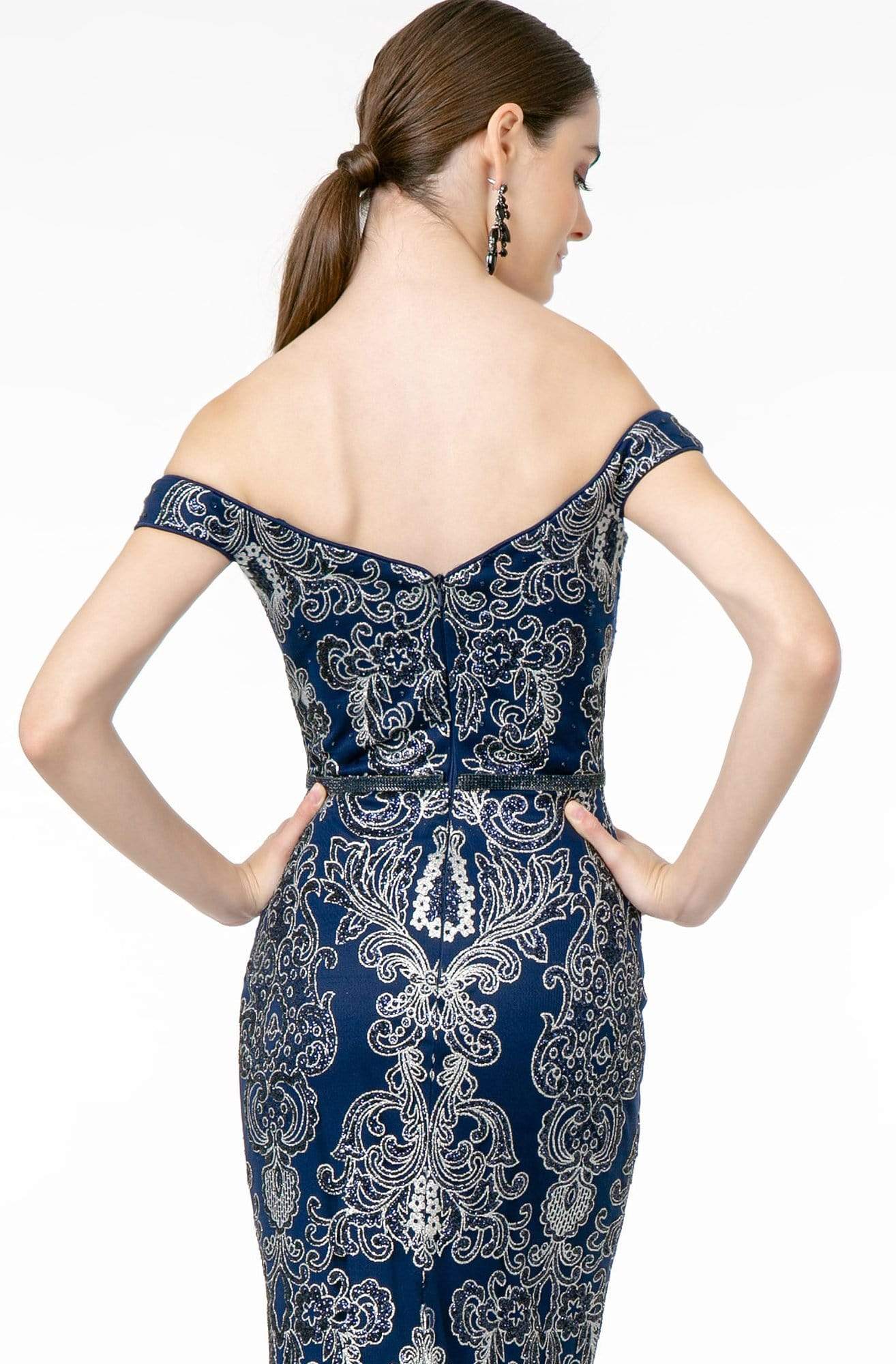 Elizabeth K - GL2922 Glitter Off-Shoulder Evening Dress Evening Dresses