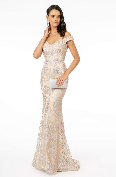 Elizabeth K - GL2922 Glitter Off-Shoulder Evening Dress Evening Dresses XS / Champagne
