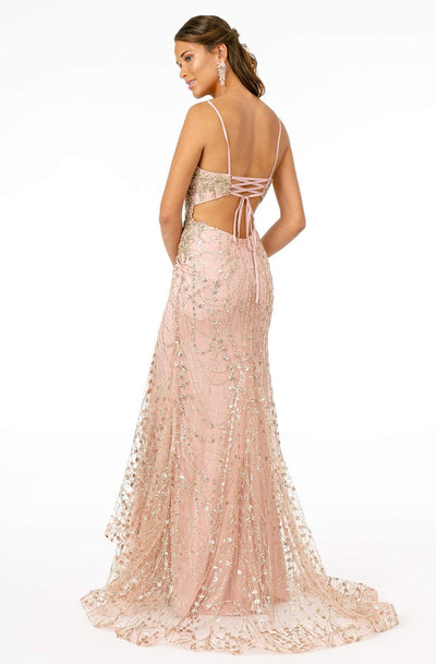 Elizabeth K - GL2938 Glitter Plunging V-Neck Mermaid Dress Pageant Dresses