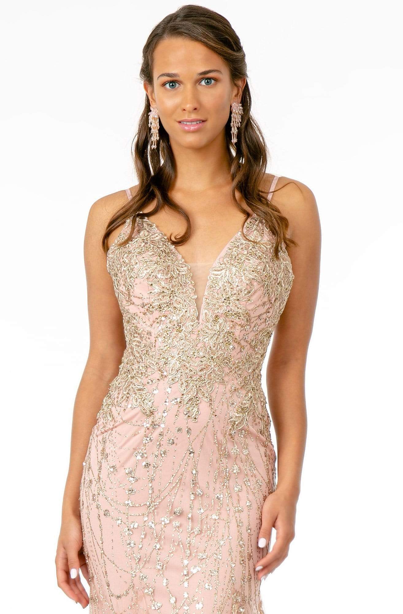Elizabeth K - GL2938 Glitter Plunging V-Neck Mermaid Dress Pageant Dresses