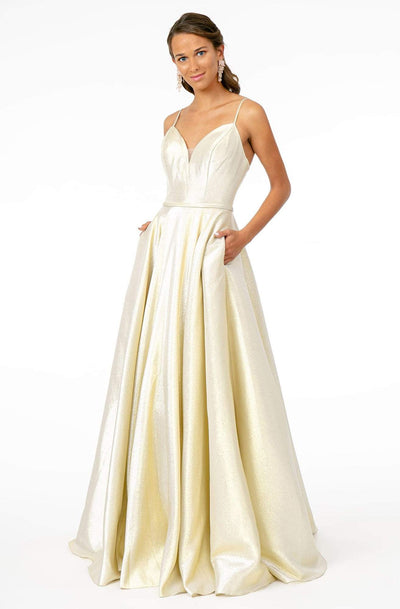 Elizabeth K - GL2951 Plunging V-Neckline A-Line Gown Prom Dresses XS / Champagne