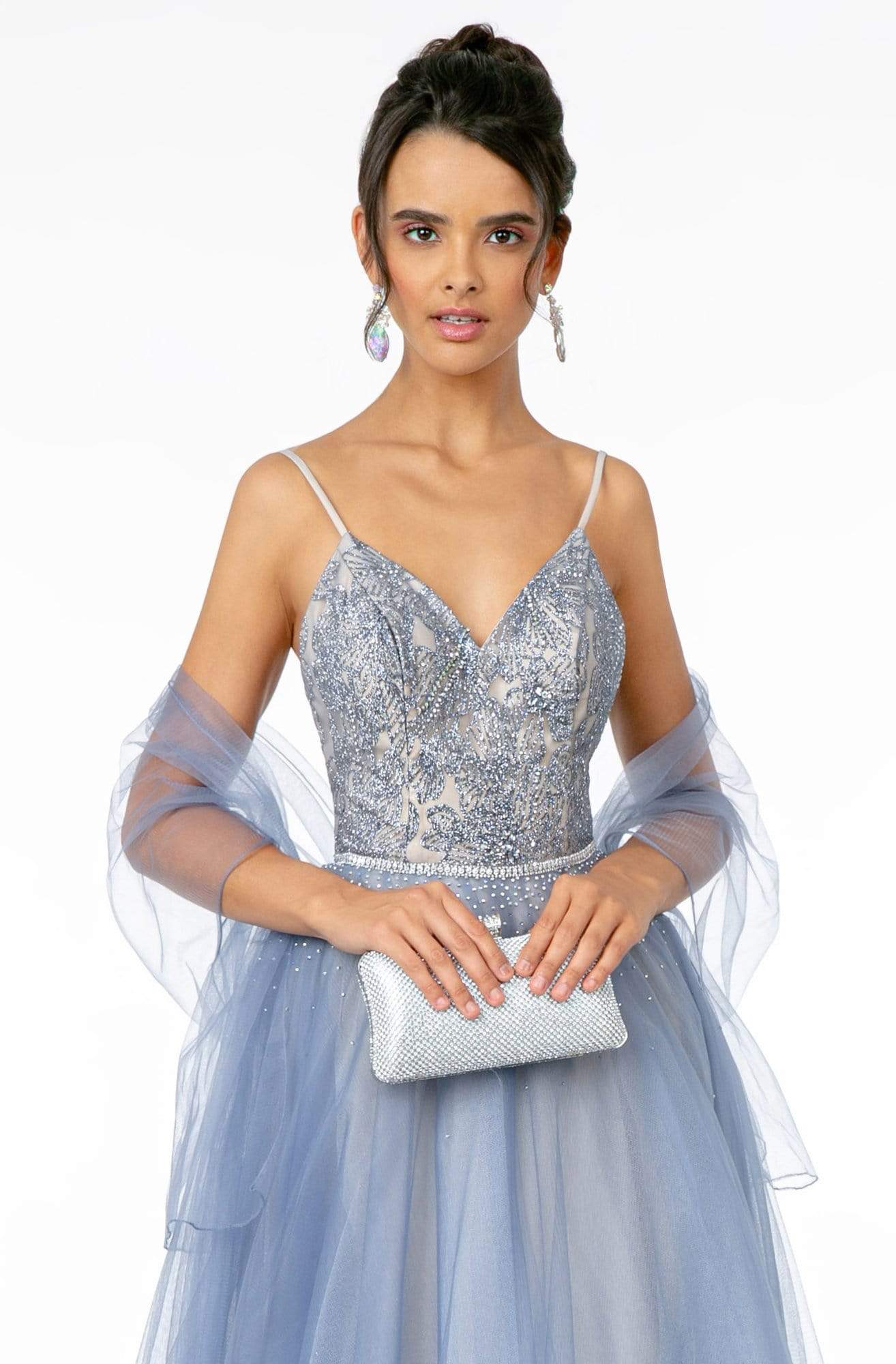 Elizabeth K - GL2991 Embellished Deep V-Neck A-Line Dress Prom Dresses