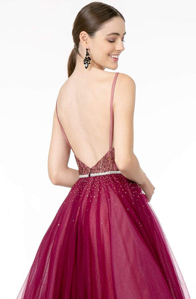 Elizabeth K - GL2991 Embellished Deep V-Neck A-Line Dress Prom Dresses