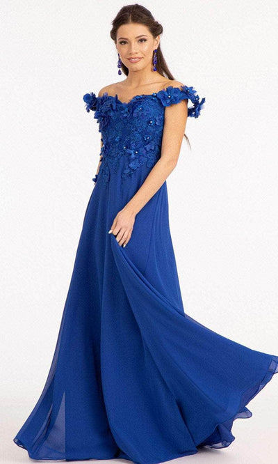 Elizabeth K GL3018 - Floral Embellished A-Line Evening Dress Special Occasion Dress XS / Royal Blue