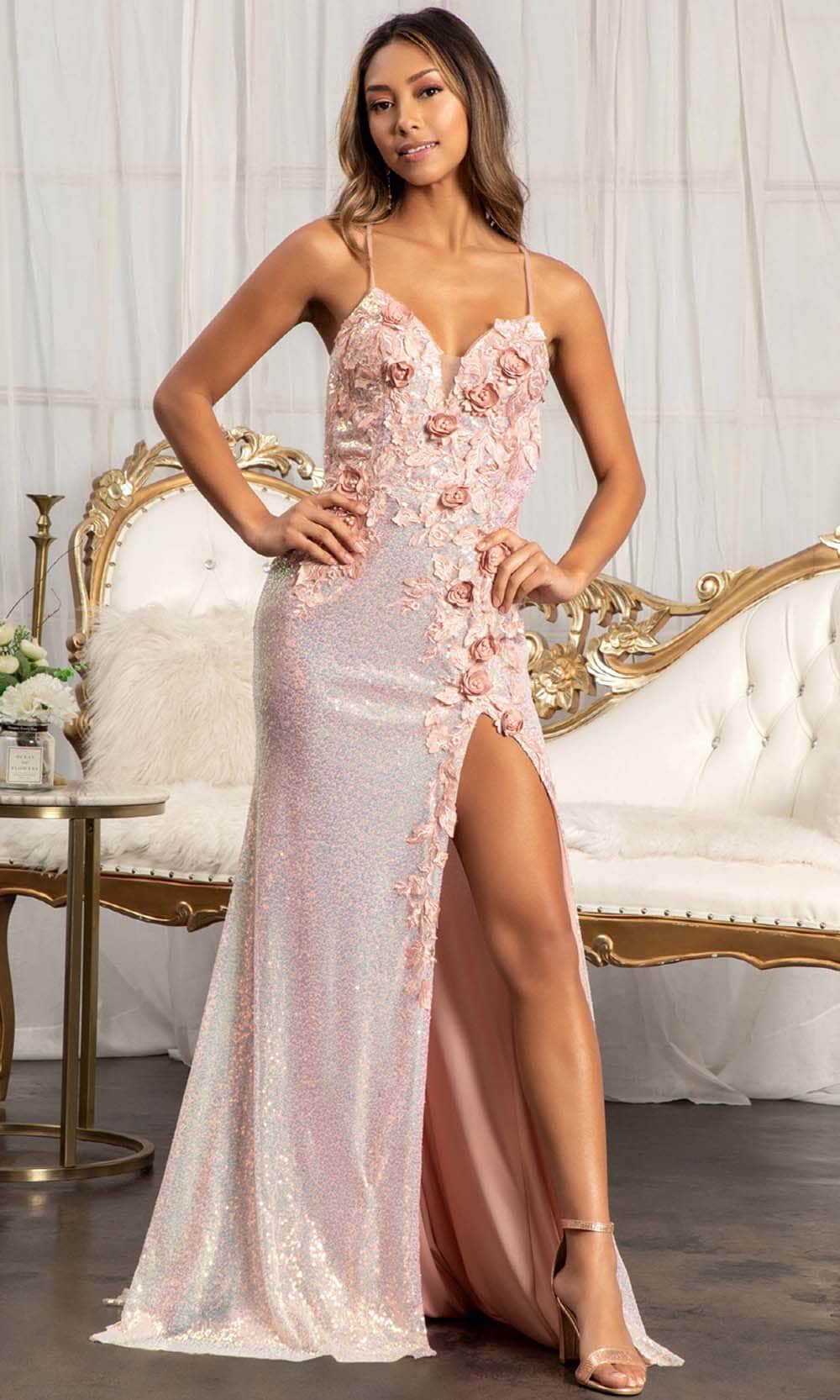 Elizabeth K GL3025 - Sleeveless Deep Sweetheart Neck Evening Dress Prom Dresses XS / Rose Gold