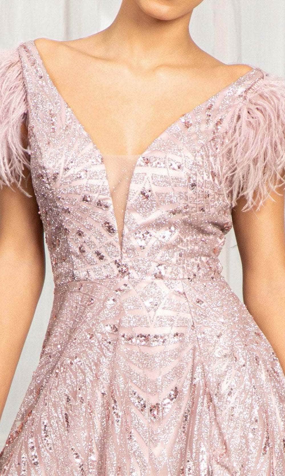 Elizabeth K GL3046 - Feather Sleeves A-Line Dress Prom Dresses