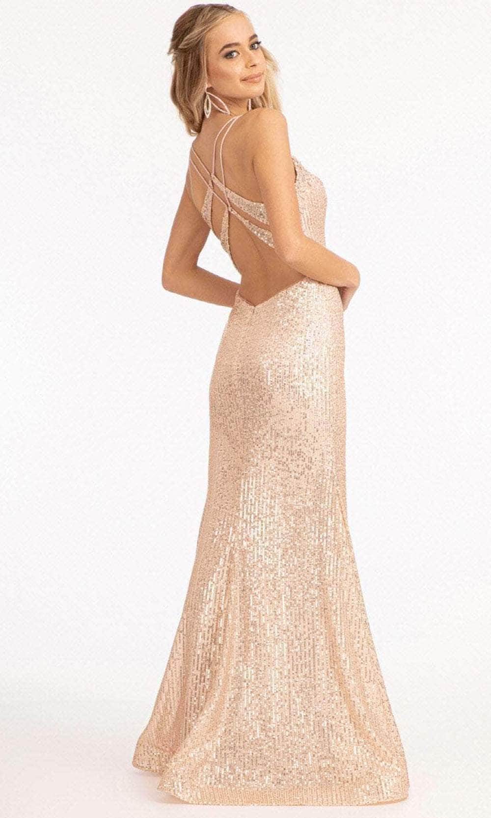Elizabeth K GL3050 - Lace Trimmed Sequin Prom Dress Special Occasion Dress