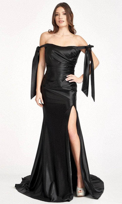 Elizabeth K GL3059 - Ruche Satin Mermaid Prom Dress Special Occasion Dress XS / Black