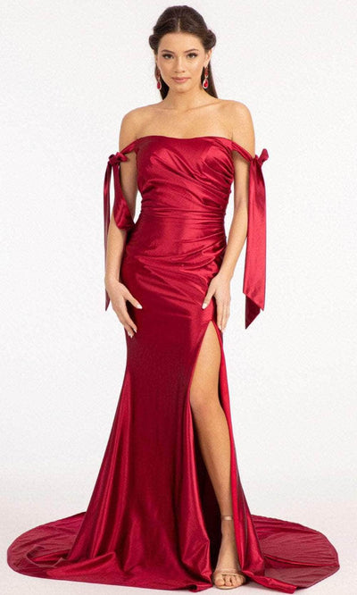 Elizabeth K GL3059 - Ruche Satin Mermaid Prom Dress Special Occasion Dress XS / Burgundy