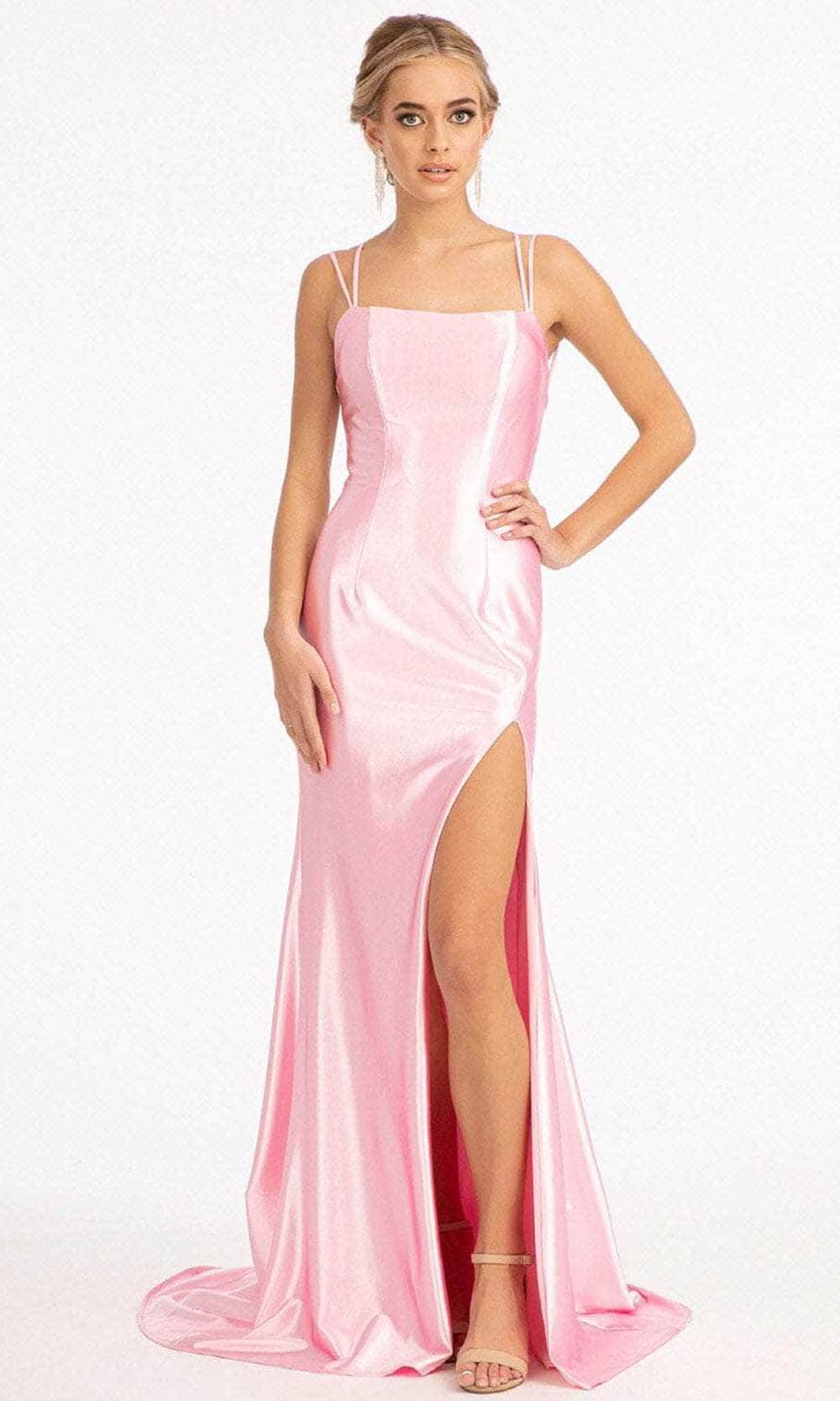 Elizabeth K GL3061 - Lace Up Satin Evening Dress Special Occasion Dress XS / Blush