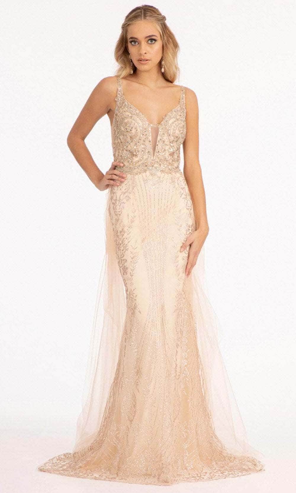 Elizabeth K GL3069 - Sleeveless Embellished Evening Gown Special Occasion Dress XS / Champagne
